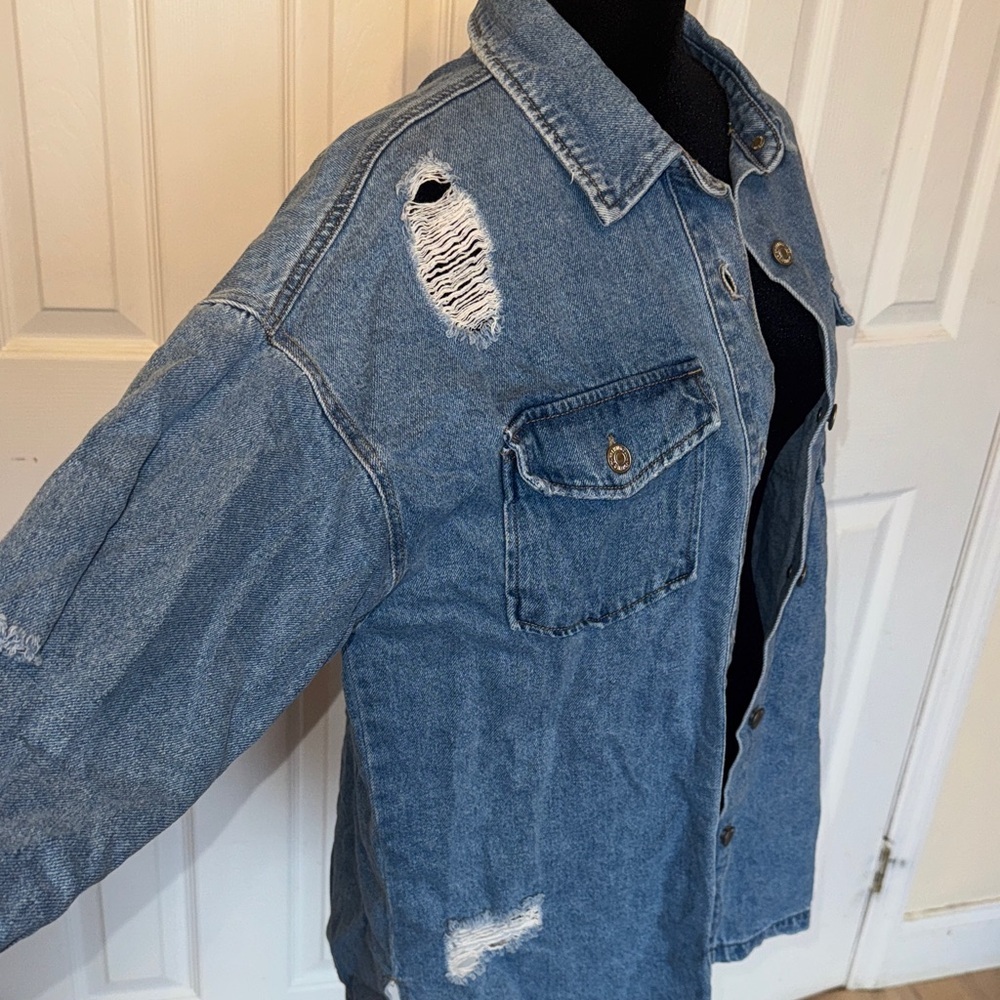Distressed Blue Denim Jacket - Picture 2 of 11